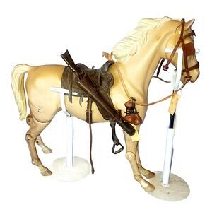 Vintage Marx JOHNNY WEST Jointed Horse “THUNDERBOLT” + Stands & Accessories!